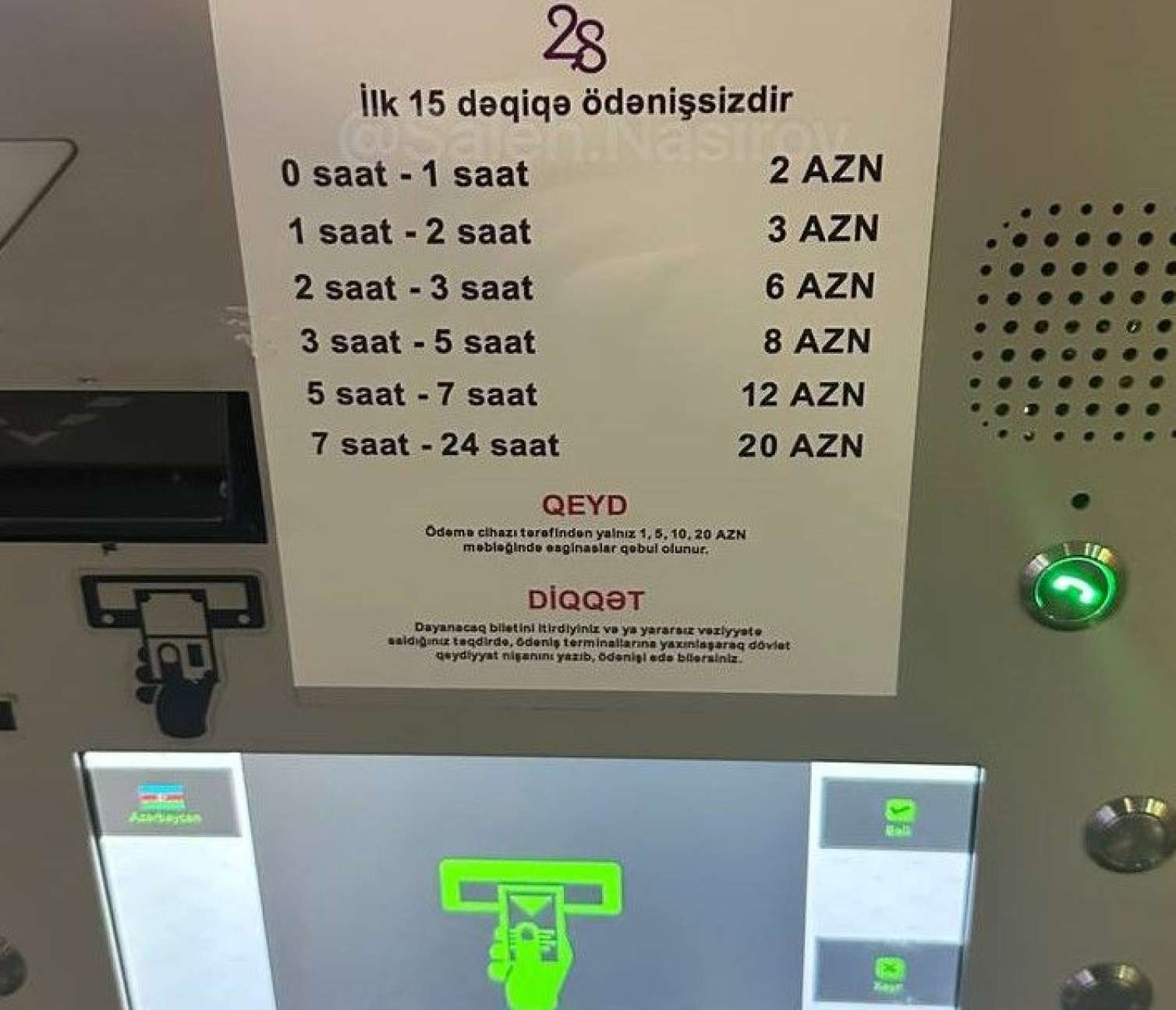 "Mall"arda parkinq qiyməti qalxdı