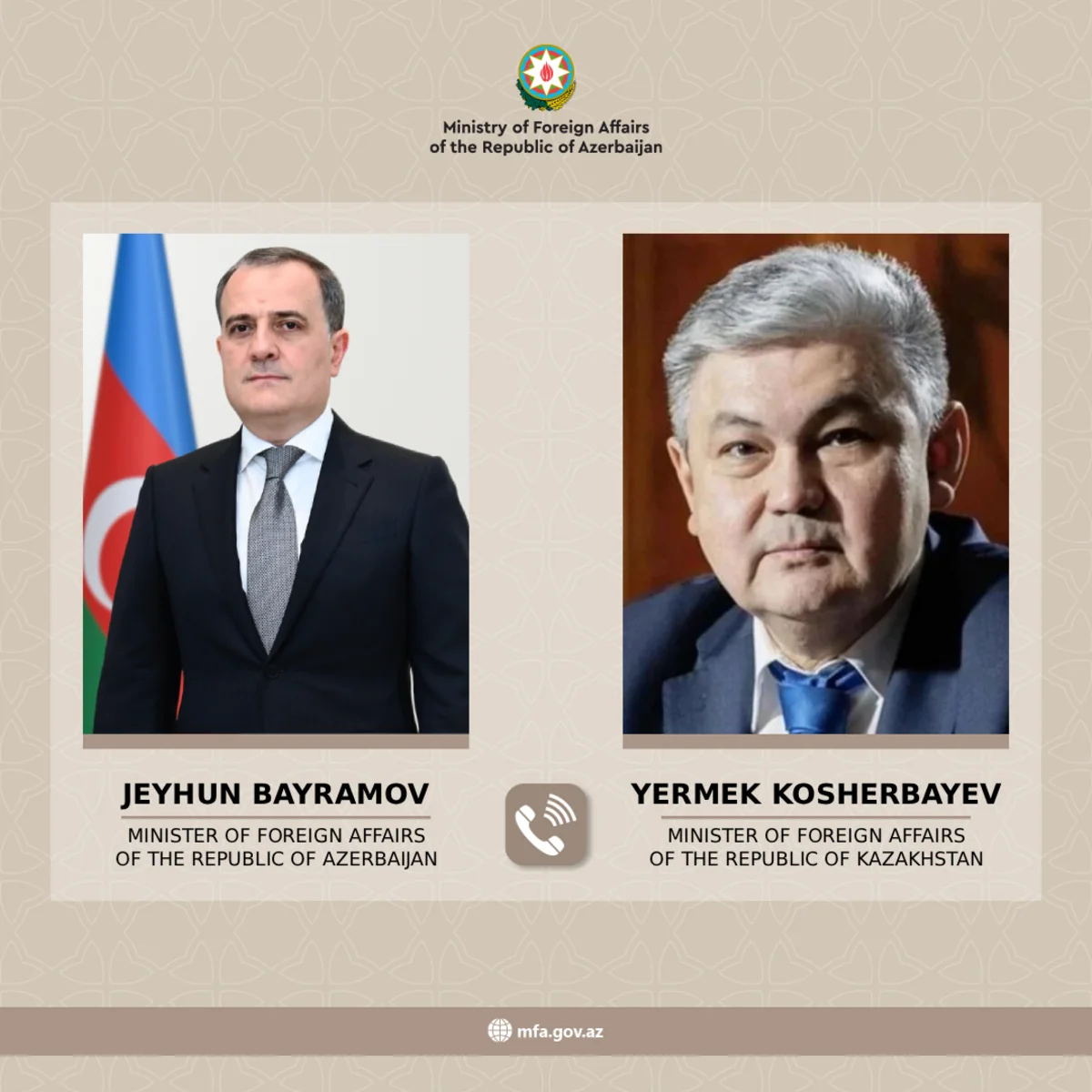 Ceyhun Bayramov qazaxıstanlı həmkarı ilə strateji tərəfdaşlığı müzakirə edib