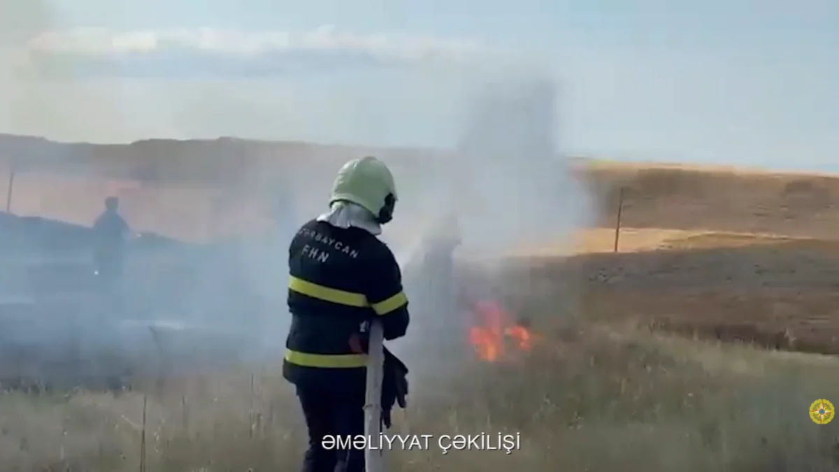 Qazaxın Aslanlı kəndində taxıl sahəsində yanğın olub